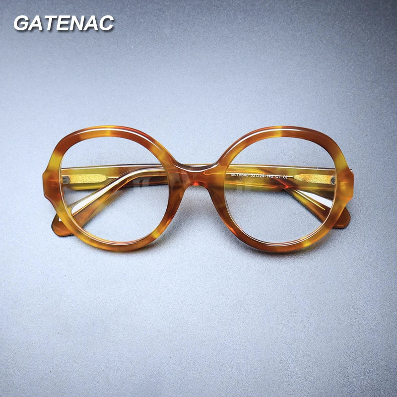 Gatenac Women's Full Rim Round Acetate Eyeglasses Gxyj1238 Full Rim Gatenac