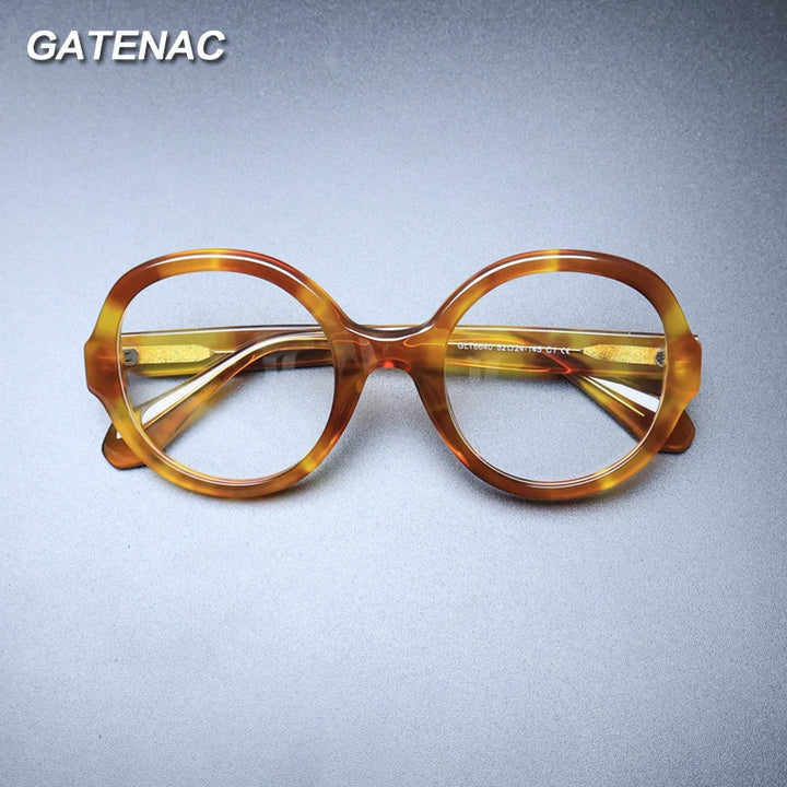 Gatenac Women's Full Rim Round Acetate Eyeglasses Gxyj1238 Full Rim Gatenac