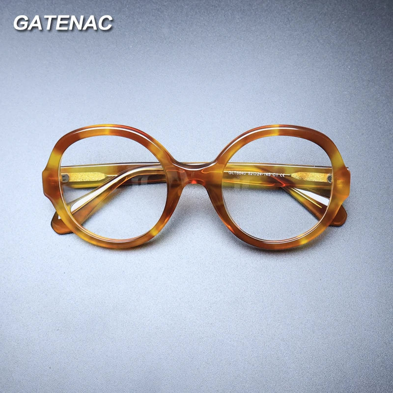 Gatenac Women's Full Rim Round Acetate Eyeglasses Gxyj1238 Full Rim Gatenac   