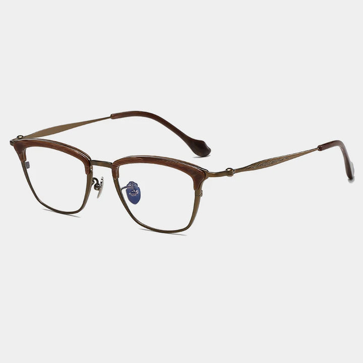 Gatenac Unisex Full Rim Square Brow Line Titanium Acetate Eyeglasses Gxyj1460 Full Rim Gatenac Wood Grain
