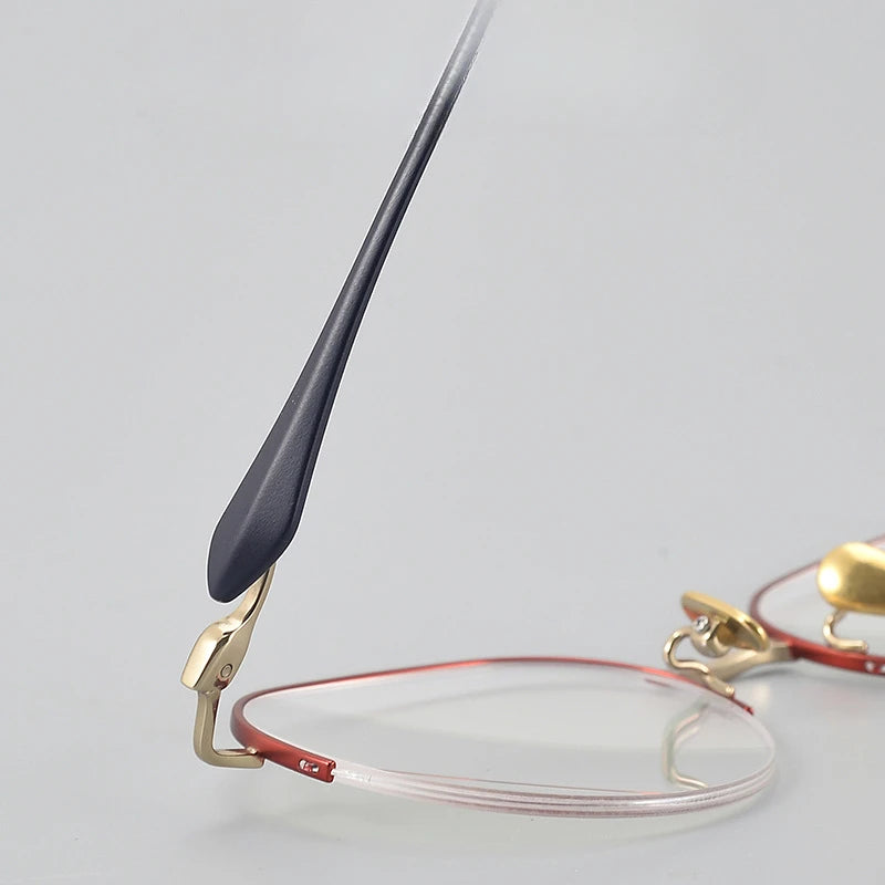 Hewei Unisex Semi Rim Stainless Steel Eyeglasses 415019 Semi Rim Hewei