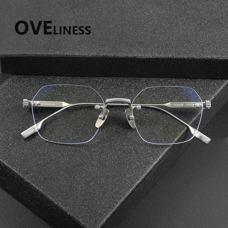 Oveliness Women's Rimless Square Titanium Eyeglasses 81038