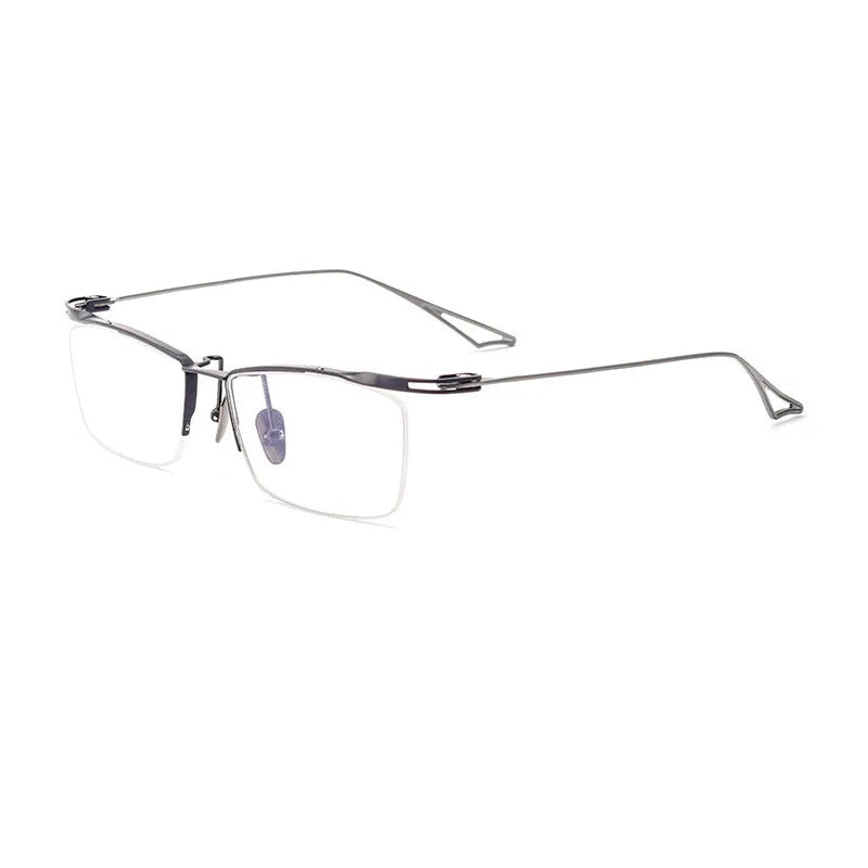 Kocolior Unisex Semi Rim Brow Line Square Titanium Eyeglasses 2266 Semi Rim Kocolior Gun