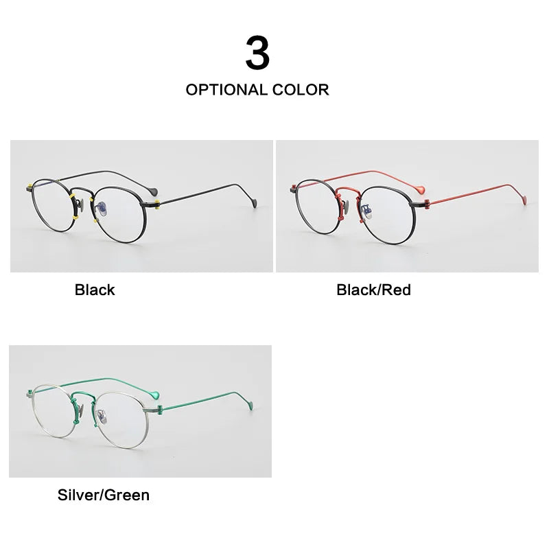 Muzz Unisex Full Rim Round Titanium Eyeglasses 19068 Full Rim Muzz