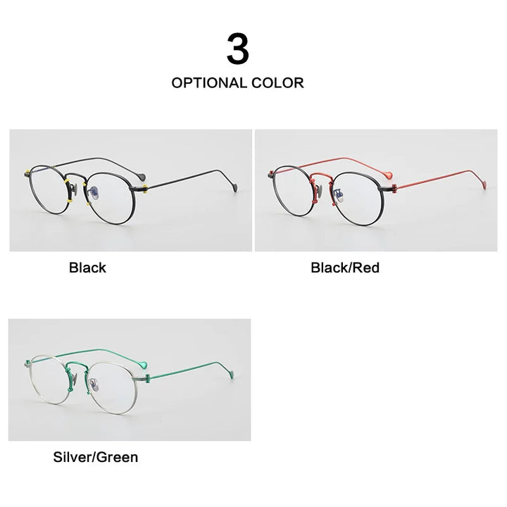 Muzz Unisex Full Rim Round Titanium Eyeglasses 19068 Full Rim Muzz