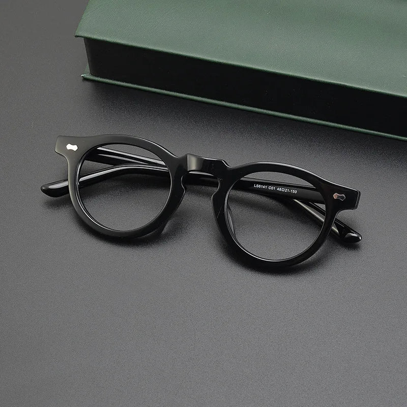 CCspace Unisex Full Rim Round Acetate Eyeglasses 57331 Full Rim CCspace black