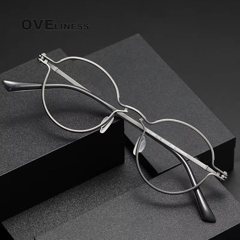 Oveliness Unisex Full Rim Round Acetate Titanium Eyeglasses 25895
