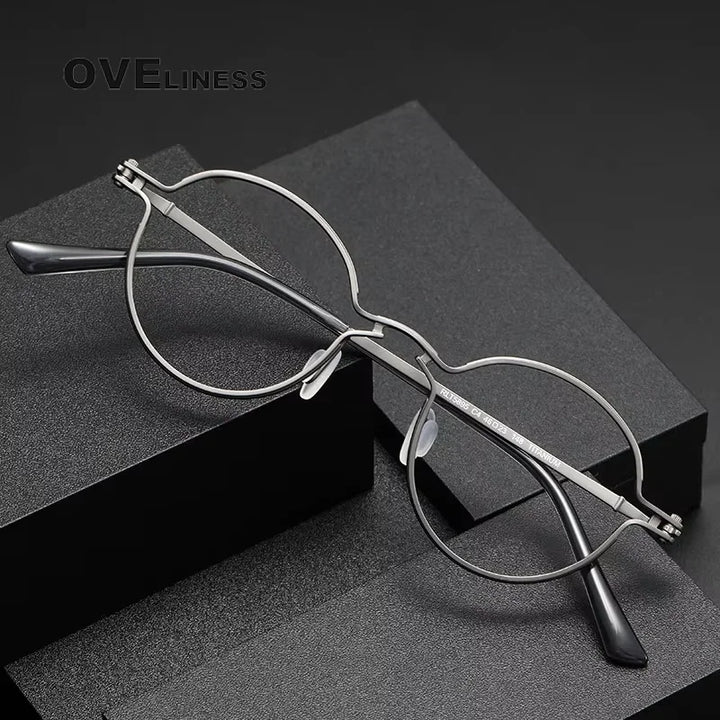 Oveliness Unisex Full Rim Round Acetate Titanium Eyeglasses 25895