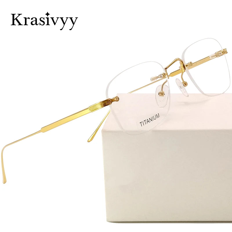 Krasivyy Unisex Rimless Oval Titanium Eyeglasses 2280 Rimless Krasivyy