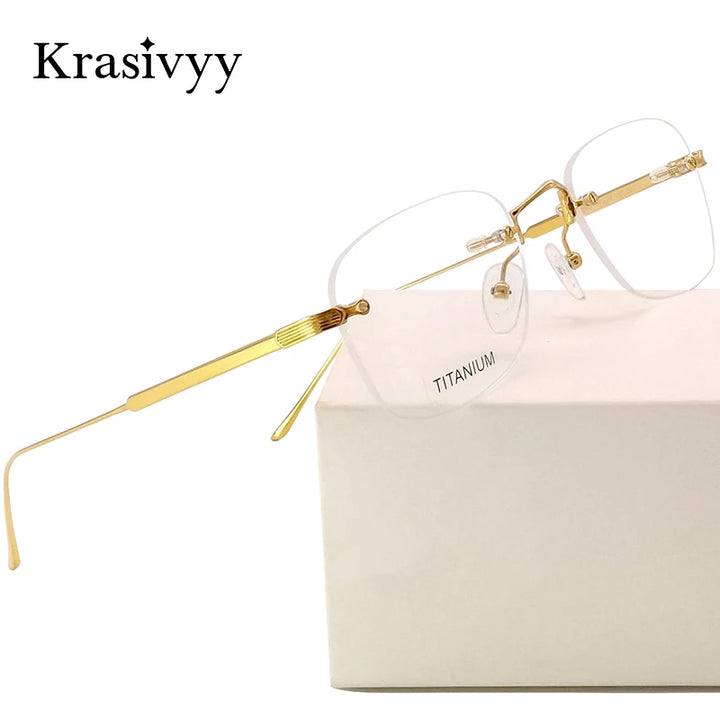 Krasivyy Unisex Rimless Oval Titanium Eyeglasses 2280 Rimless Krasivyy