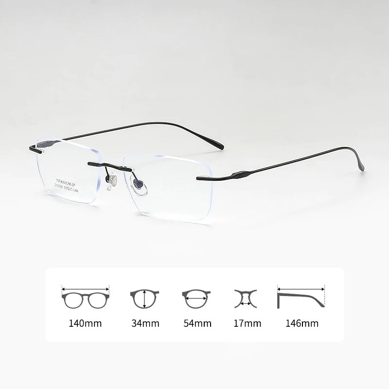Xbora Unisex Rimless Polygon Square Titanium Eyeglasses 233525