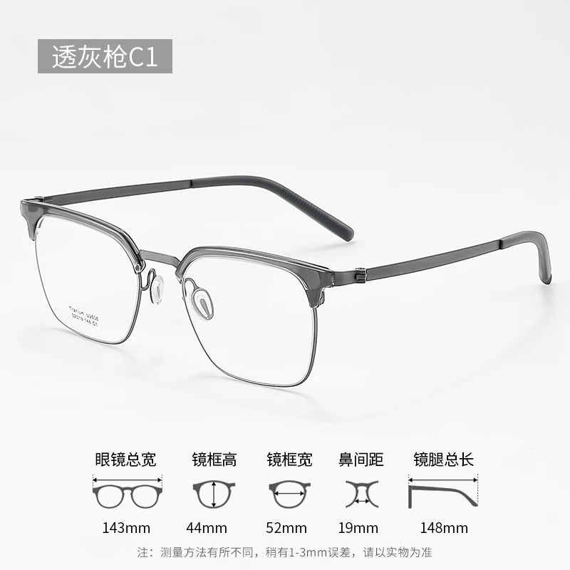 Reven Jate Unisex Full Rim Browline Square Titanium Eyeglasses 2606 Full Rim Reven Jate C1