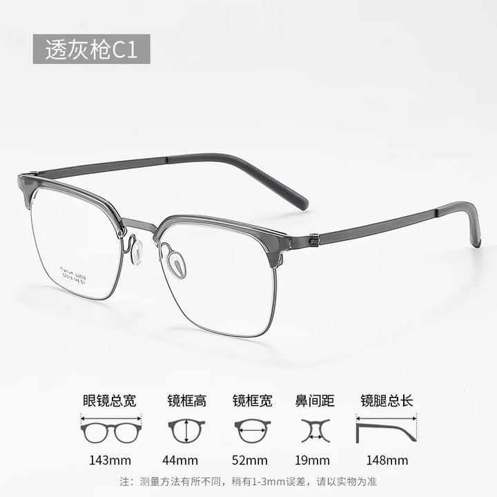 Reven Jate Unisex Full Rim Browline Square Titanium Eyeglasses 2606 Full Rim Reven Jate C1