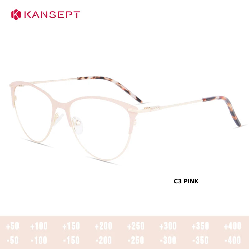 Kansept Women's Full Rim Oval Cat Eye Alloy Tr 90 Reading Glasses 53751