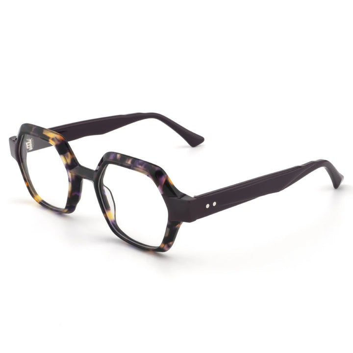 Hewei Unisex Full Rim Polygon Acetate Eyeglasses 923076