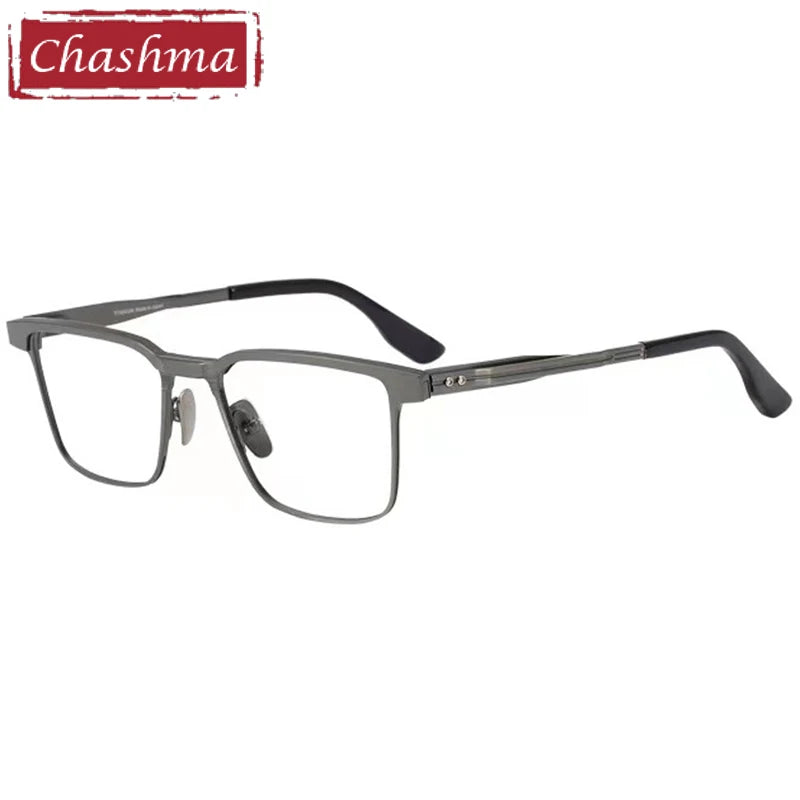 Chashma Men's Full Rim Square Acetate Titanium Eyeglasses 151 Full Rim Chashma Gray