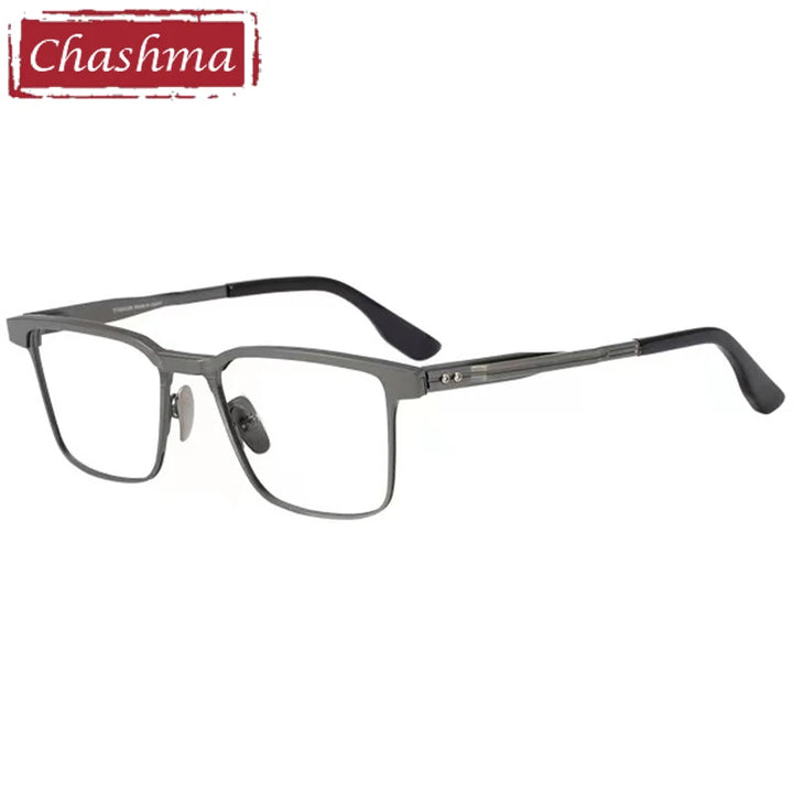 Chashma Men's Full Rim Square Acetate Titanium Eyeglasses 151 Full Rim Chashma Gray