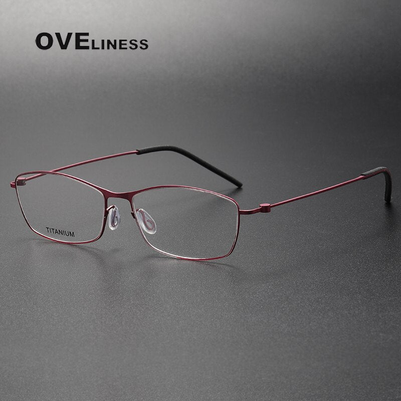 Oveliness Unisex Full Rim Rectangle Titanium Eyeglasses Full Rim Oveliness red