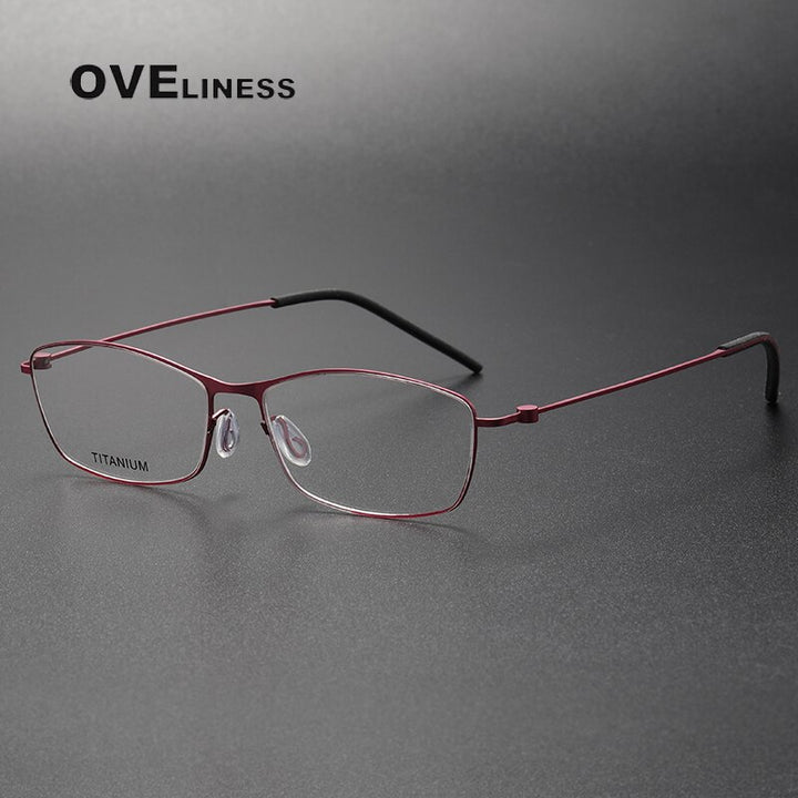 Oveliness Unisex Full Rim Rectangle Titanium Eyeglasses Full Rim Oveliness red