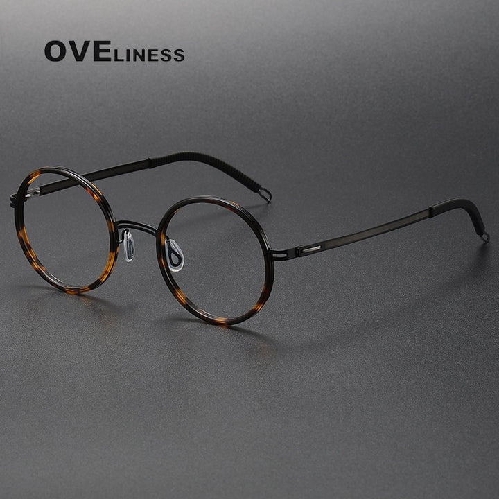 Oveliness Unisex Full Rim Round Screwless Titanium Acetate Eyeglasses 8202321 Full Rim Oveliness