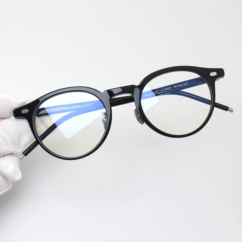 Black Mask Unisex Full Rim Round Acetate Eyeglasses 91443