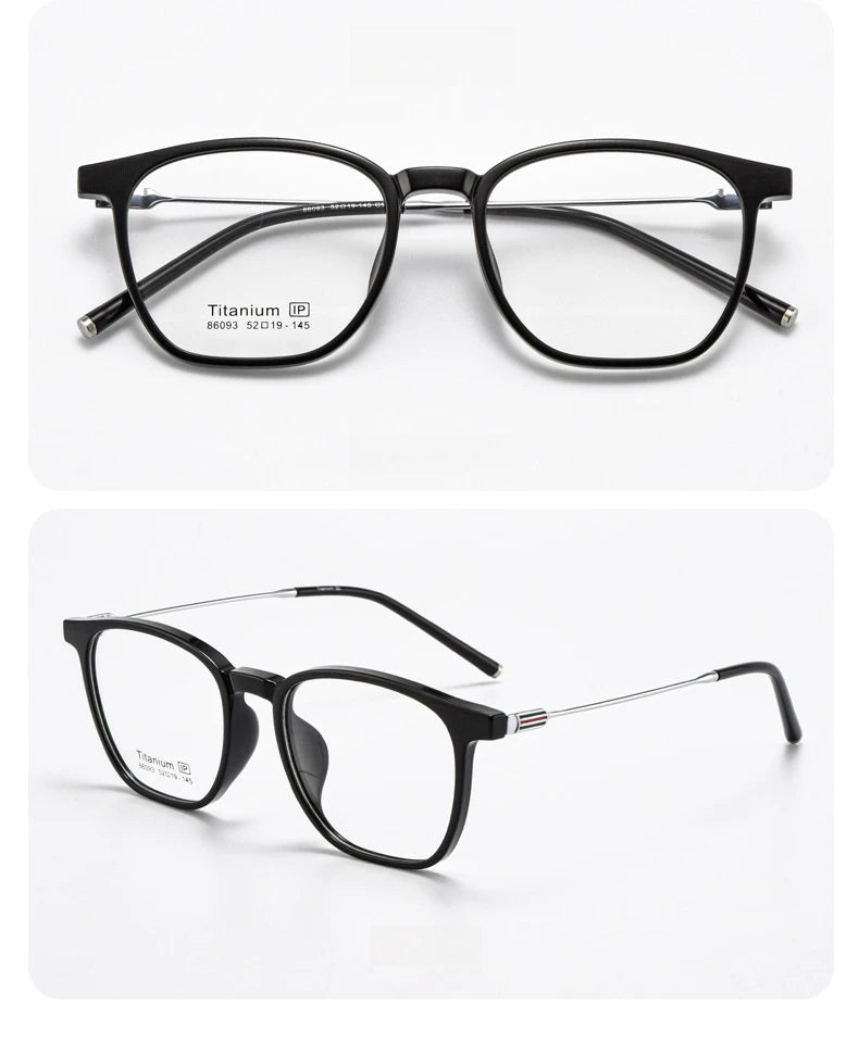 Yimaruili Unisex Full Rim Square Tr 90 Titanium Alloy Eyeglasses 66093
