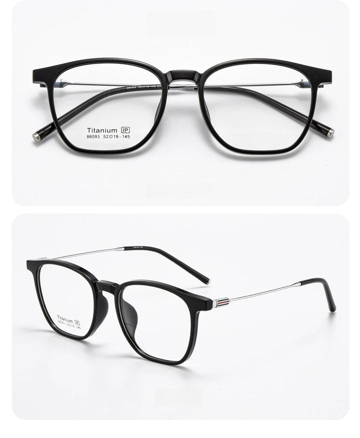 Yimaruili Unisex Full Rim Square Tr 90 Titanium Alloy Eyeglasses 66093
