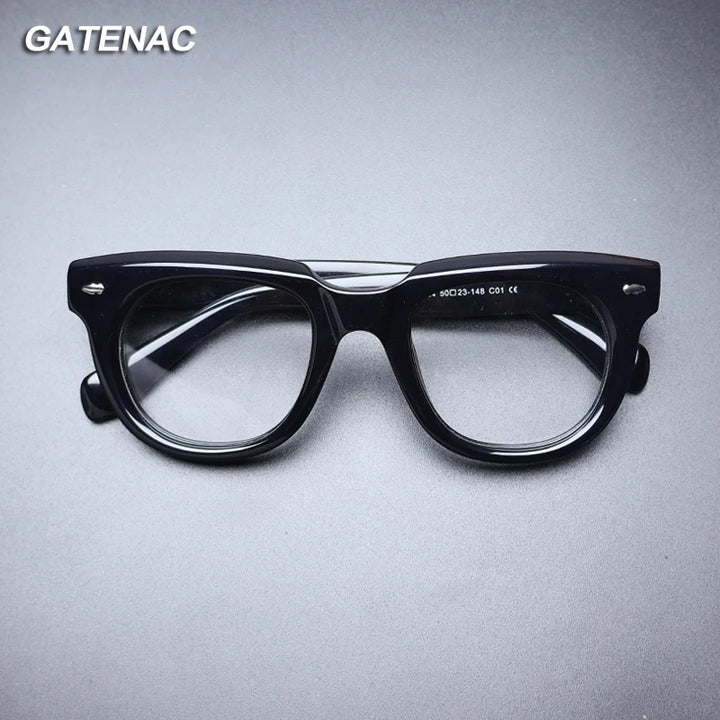 Gatenac Unisex Full Rim Square Acetate Eyeglasses Gxyj1470 Full Rim Gatenac