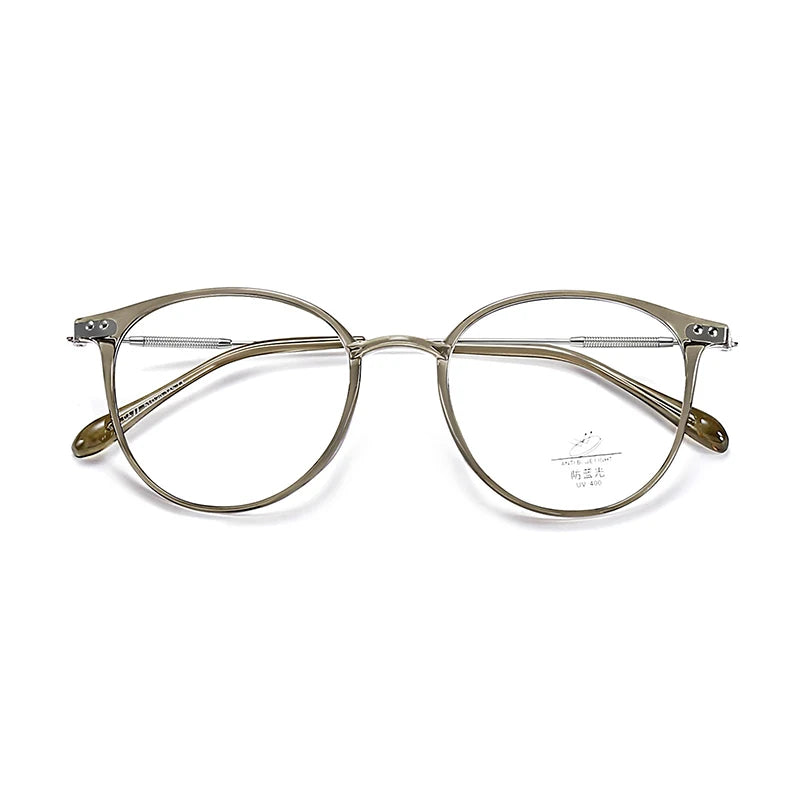 Xbora Unisex Full Rim Round Tr 90 Alloy Eyeglasses 9531