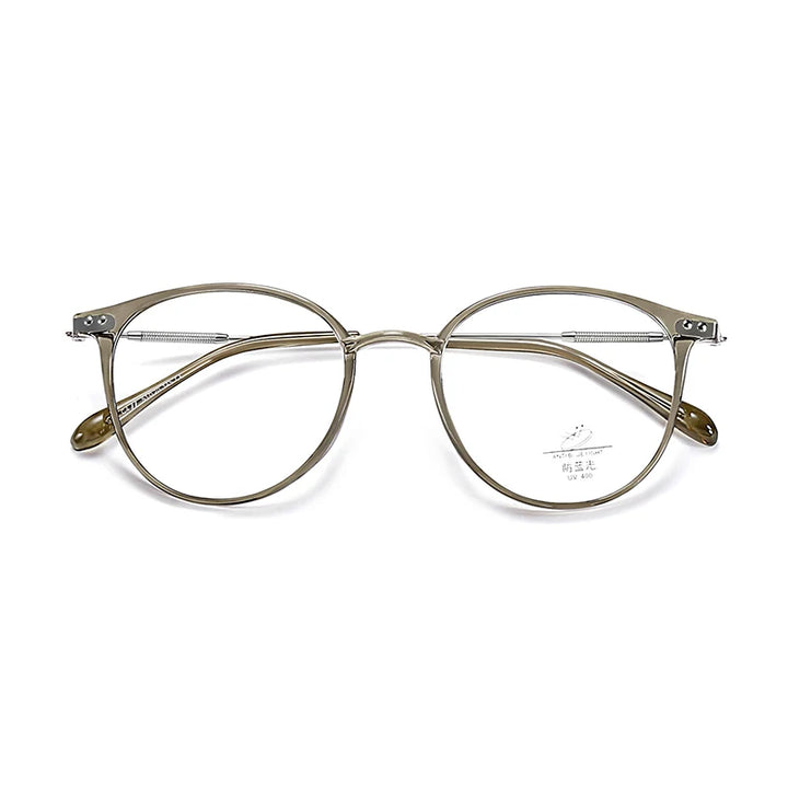 Xbora Unisex Full Rim Round Tr 90 Alloy Eyeglasses 9531