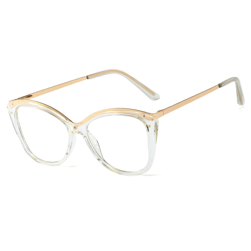 Handoer Women's Full Rim Square Cat Eye Tr 90 Alloy Eyeglasses 95786