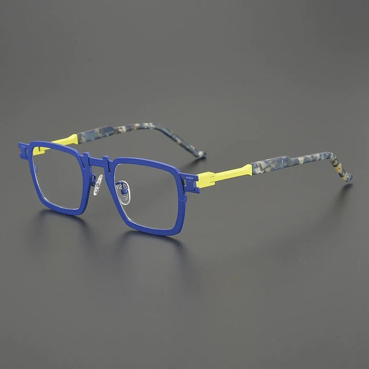 Gatenac Unisex Full Rim Square Titanium Acetate Eyeglasses Gxyj5910