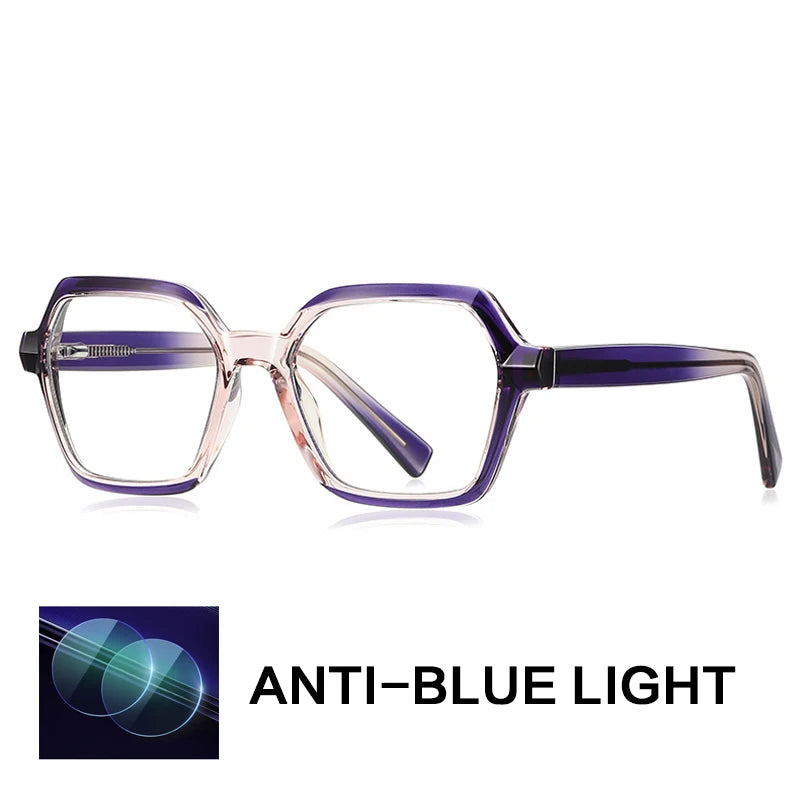 Gatenac Women's Full Rim Polygon Tr 90 Titanium Reading Glasses G2162