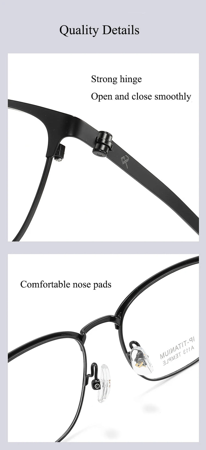 Bclear Unisex Full Rim Square Titanium Eyeglasses A113 Full Rim Bclear