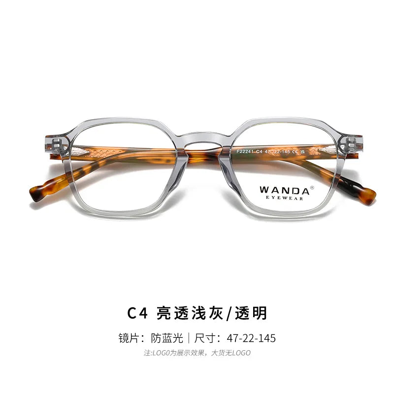 Reven Jate Women's Full Rim Polygon Square Tr 90 Alloy Eyeglasses 22241