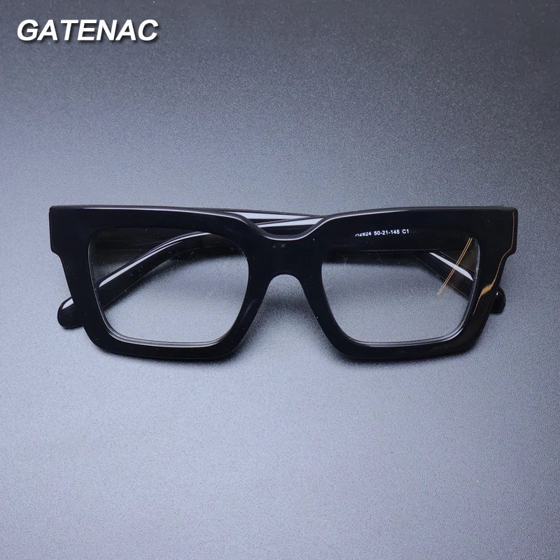 Gatenac Unisex Full Rim Square Acetate Eyeglasses Gxyj-1181 Full Rim Gatenac