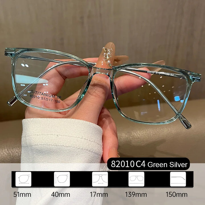 Gmei Women's Full Rim Square Tr 90 Titanium Eyeglasses 82010