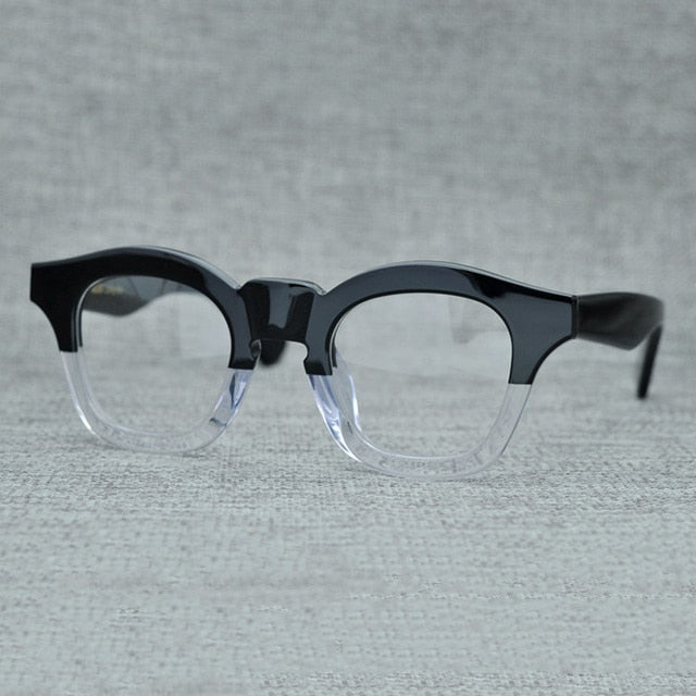 Cubojue Unisex Full Rim Square Acetate Myopic Reading Glasses 502445 Reading Glasses Cubojue no function lens 0 black clear