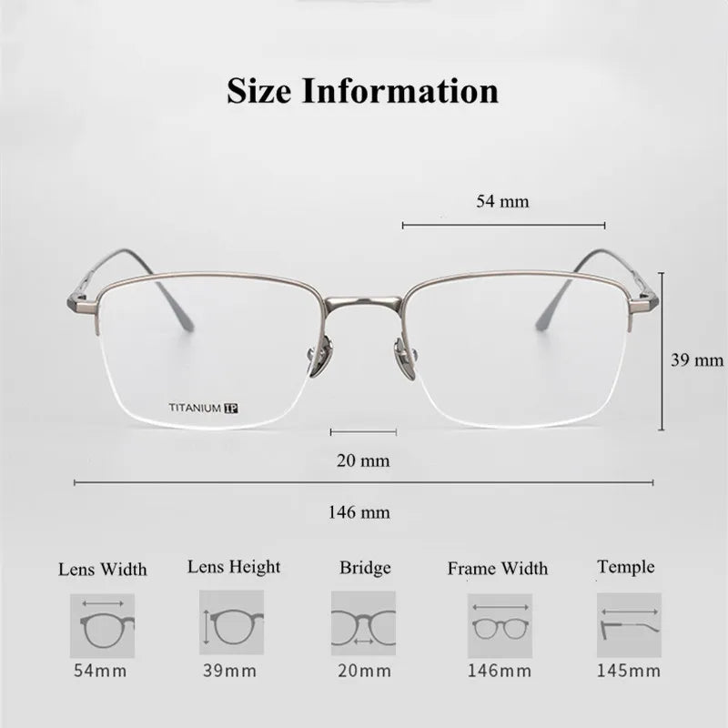 Chashma Ottica Men's Semi Rim Square Titanium Eyeglasses 3812 Semi Rim Chashma Ottica