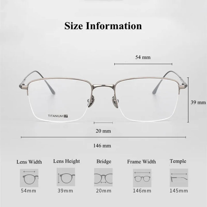 Chashma Ottica Men's Semi Rim Square Titanium Eyeglasses 3812 Semi Rim Chashma Ottica