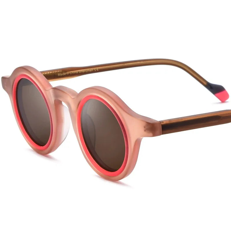 Nobler Women's Full Rim Round Frosted Acetate Polarized Sunglasses 9267 Sunglasses Nobler C2