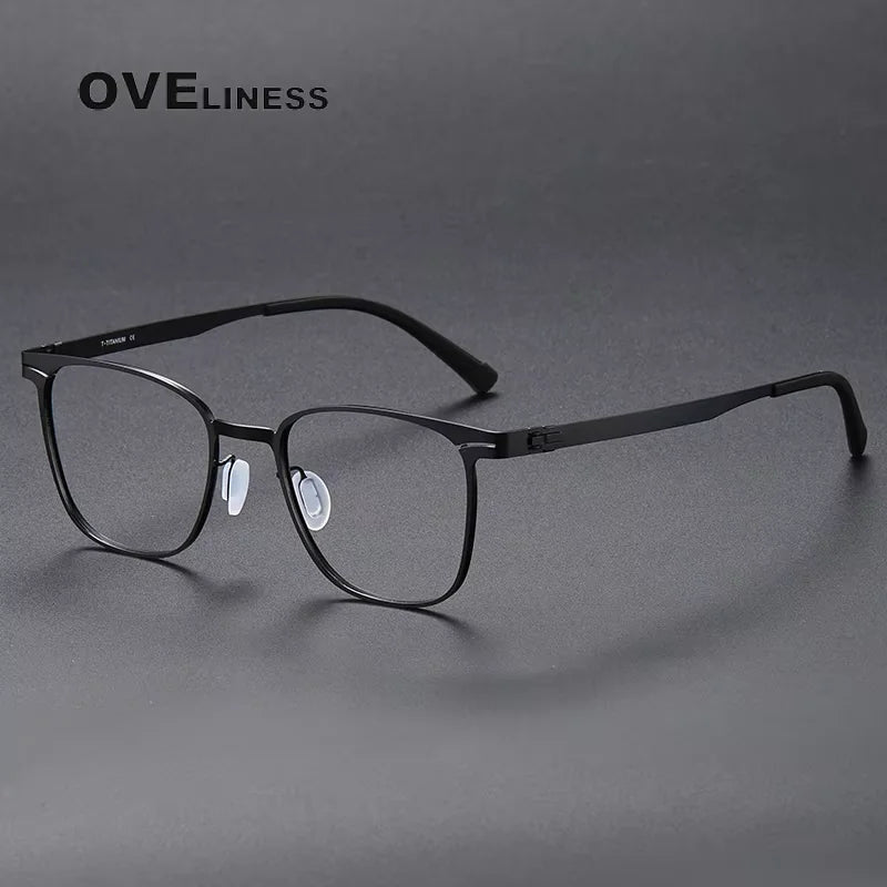 Oveliness Women's Full Rim Square Titanium Eyeglasses 80997 Full Rim Oveliness black