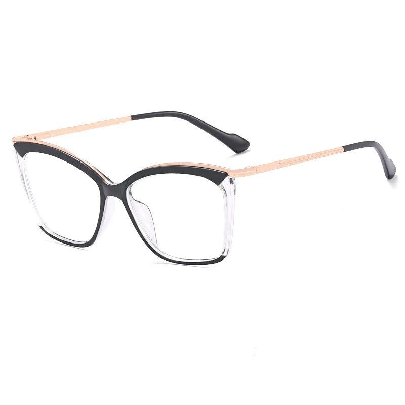 CCspace Women's Full Rim Square Tr 90 Titanium Eyeglasses 57052 Full Rim CCspace C5BlackClear