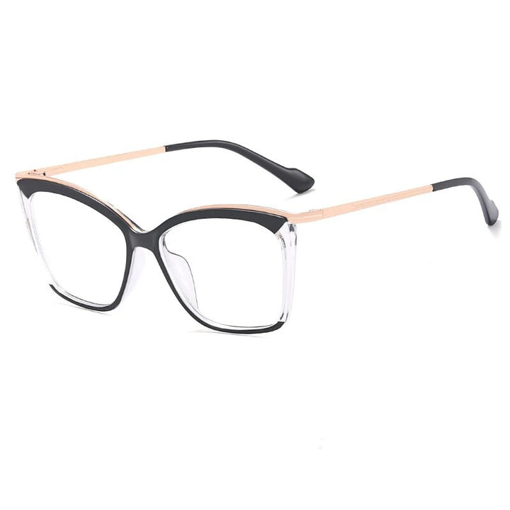 CCspace Women's Full Rim Square Tr 90 Titanium Eyeglasses 57052 Full Rim CCspace C5BlackClear