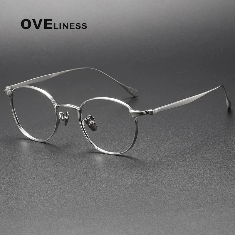 Oveliness Unisex Full Rim Oval Titanium Eyeglasses 0184 Full Rim Oveliness silver  