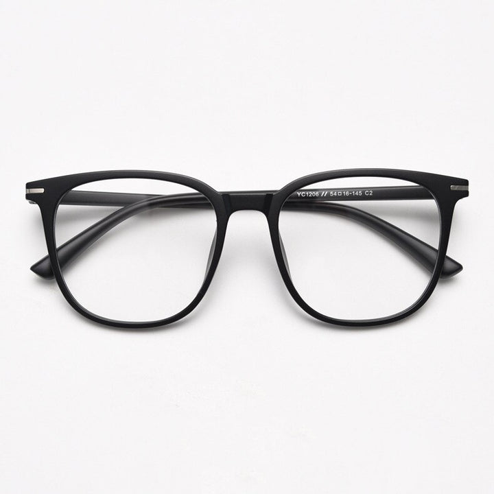 CCspace Unisex Full Rim Square Tr 90 Titanium Eyeglasses 56736 Full Rim CCspace C2SandBlack