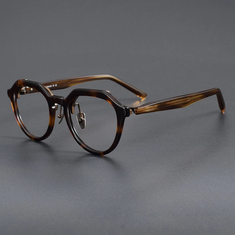 Muzz Unisex Full Rim Flat Top Oval Acetate Titanium Flip Up Eyeglasses 85257 Full Rim Muzz C4