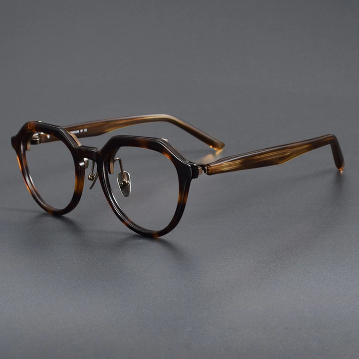 Muzz Unisex Full Rim Flat Top Oval Acetate Titanium Flip Up Eyeglasses 85257 Full Rim Muzz C4