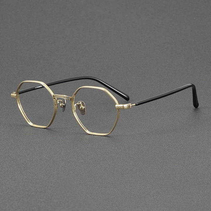 Black Mask Women's Full Rim Polygon Oval Titanium Eyeglasses 63040