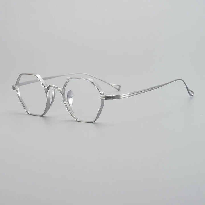 Gatenac Unisex Full Rim Small Polygon Titanium Glasses Gxyj1451 Full Rim Gatenac Silver